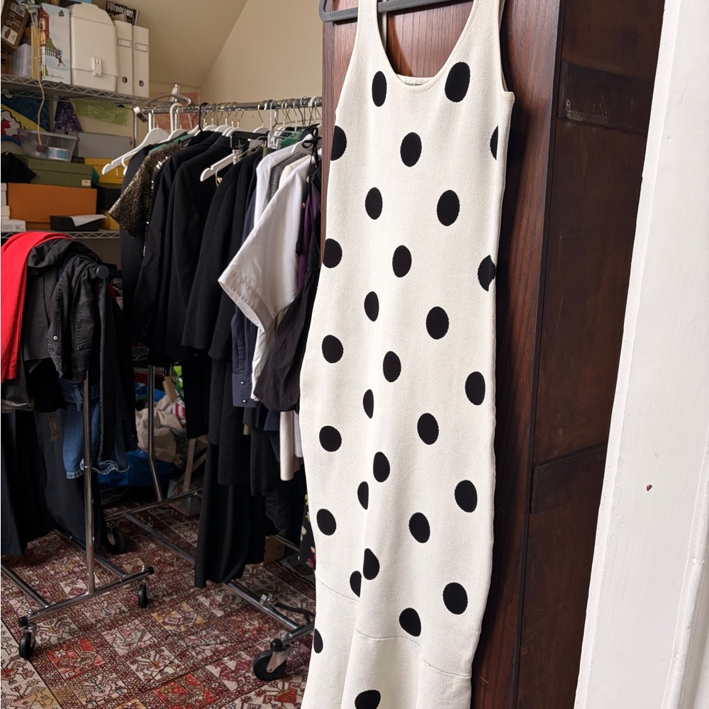 Stylish Black and White Polka Dot Maxi Dress